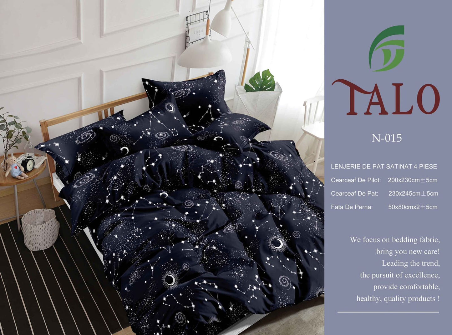 🌌 Lenjerie de pat Cosmic Blue – Dormi sub stele