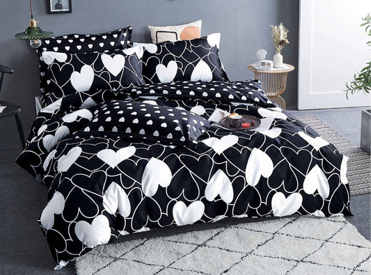 Lenjerie de pat Inimioare alb-negru – perfectă pentru serile romantice