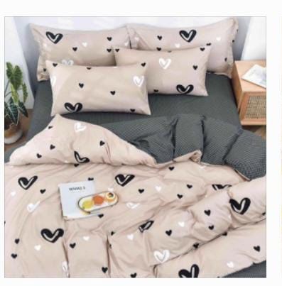 Lenjerie de pat 4 piese – Romantic Beige Hearts