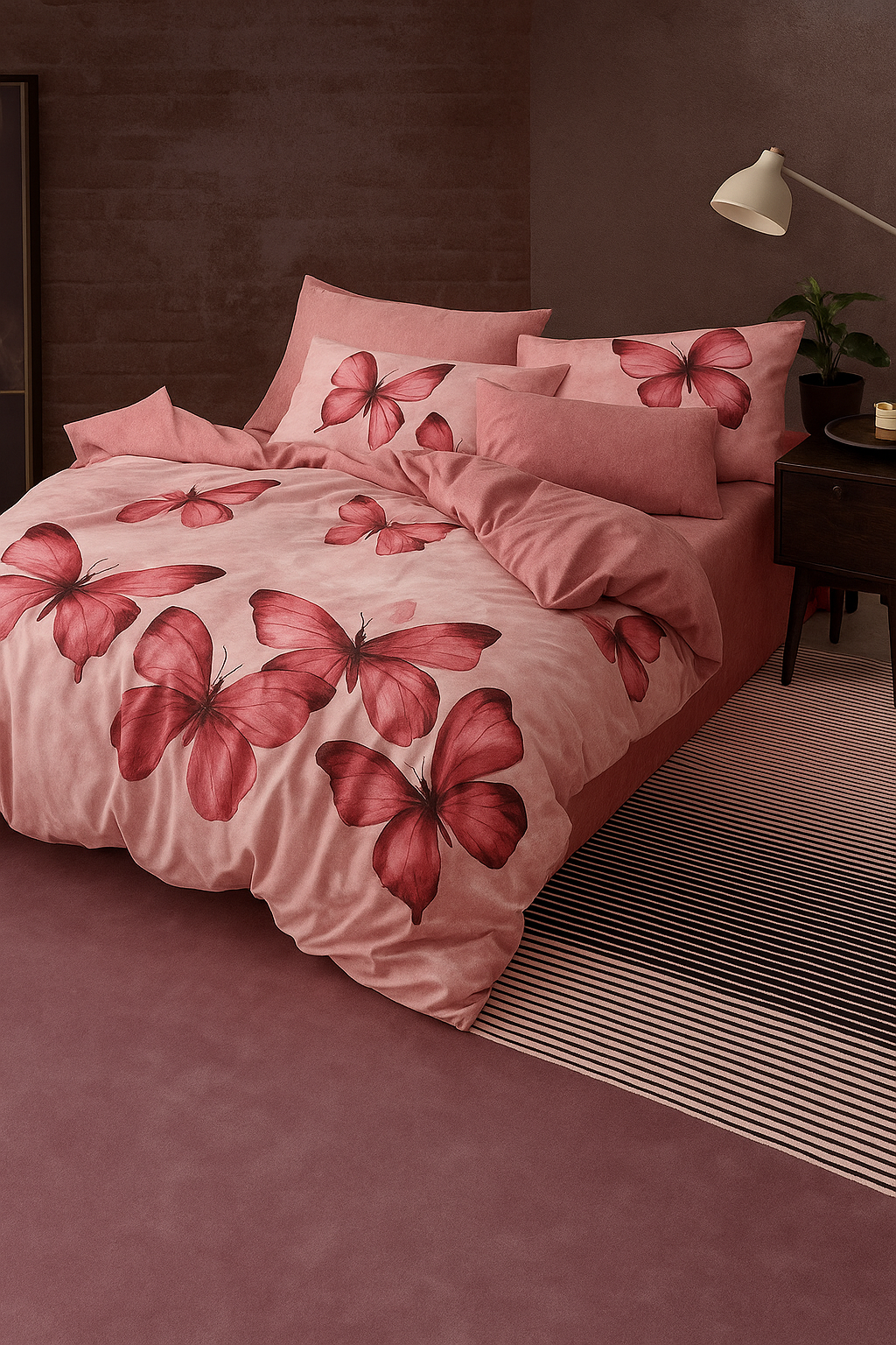 Lenjerie de pat 6 piese – Fluturi Aurii Eleganți, bumbac finet satinat